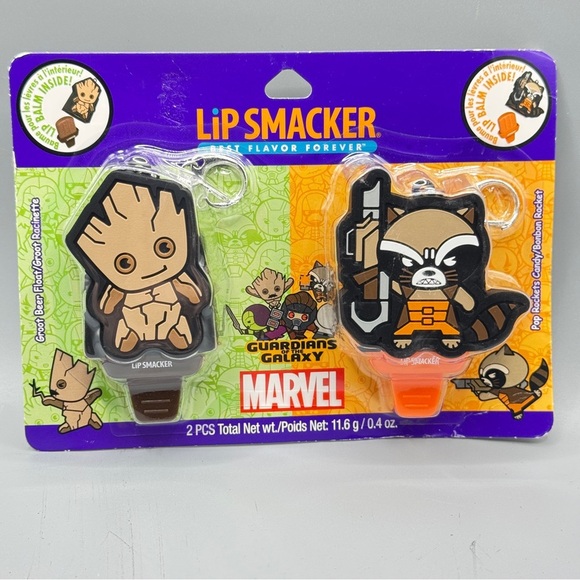 Marvel Lip Smacker Groot Rocket Guardians Galaxy Lip Balm Set Collectible New - Picture 1 of 9